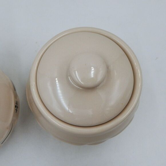 Longaberger Pottery Woven Traditions Heritage Green Sugar Bowl & Creamer Set USA - Picture 6 of 10